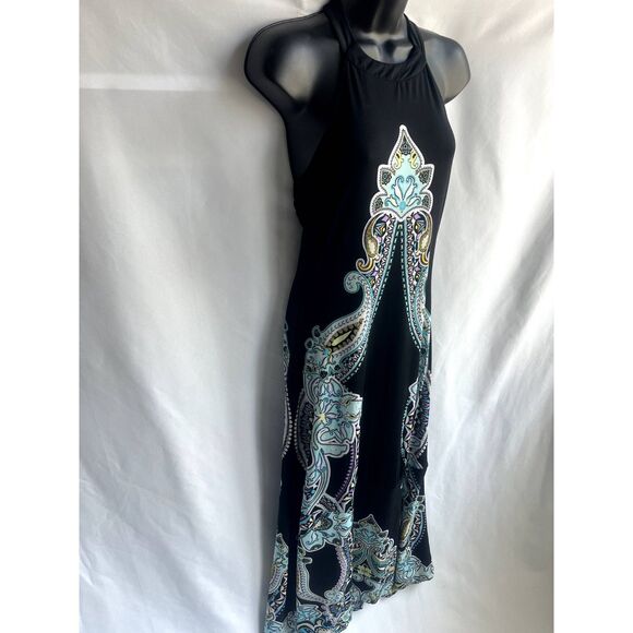 Always Indigo Black Soft Halter Neck Long Dress Maxi Boho Blue S Ethnic Cute - Picture 4 of 9